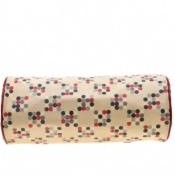 Burberry red leather trim dots barrel Boston bag - Picture 4 of 7